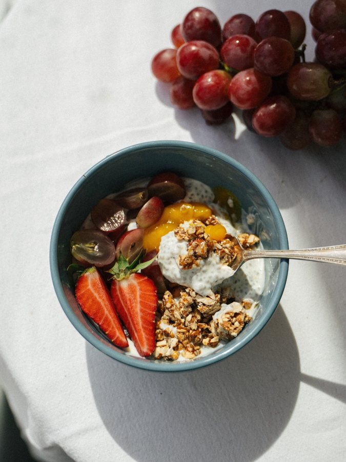 Taça de chia com fruta